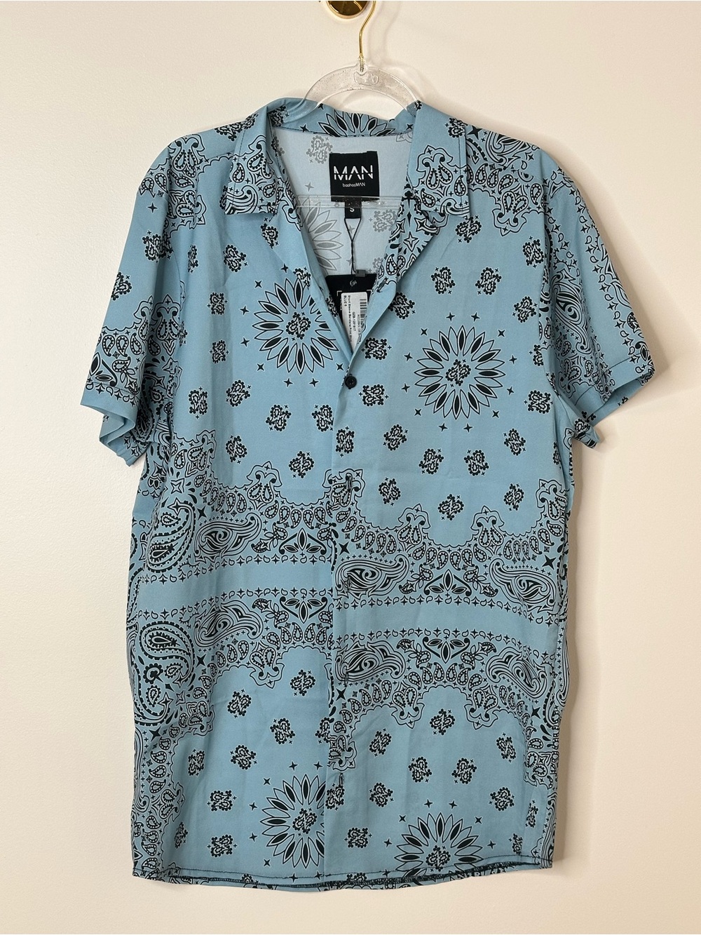 MAN VINTAGE Light Blue Bandana-Print Swim Trunks